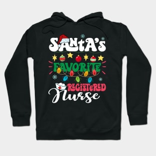 Santa's Favorite Registered Nurse Santa Hat Xmas Lights Christmas Hoodie